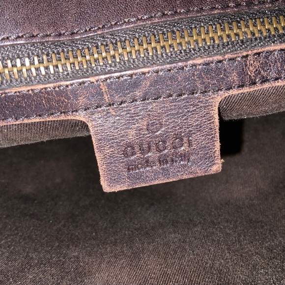 AUTHENTIC GUCCI PRELOVED HANDBAG BROWN BEIGE CANVAS LEATHER GG SATCHEL BUCKLE - Picture 8 of 9